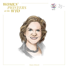 Susan Schwab drawing, stylized for WTO Women Pioneers