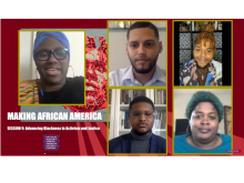 Screenshot of the "Advancing Blackness in Activism and Justice" panel discussion recording