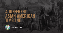 Gray background with "A Different Asian American Timeline" written in orange