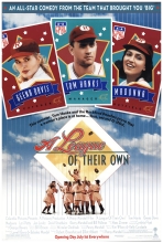blue sky bacground with images of 3 top starts of "A League of their Own" movie