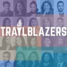 small image blocks of 20 different people with the word "Trailblazers" across it