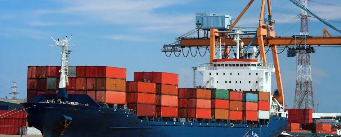 container ship and crane