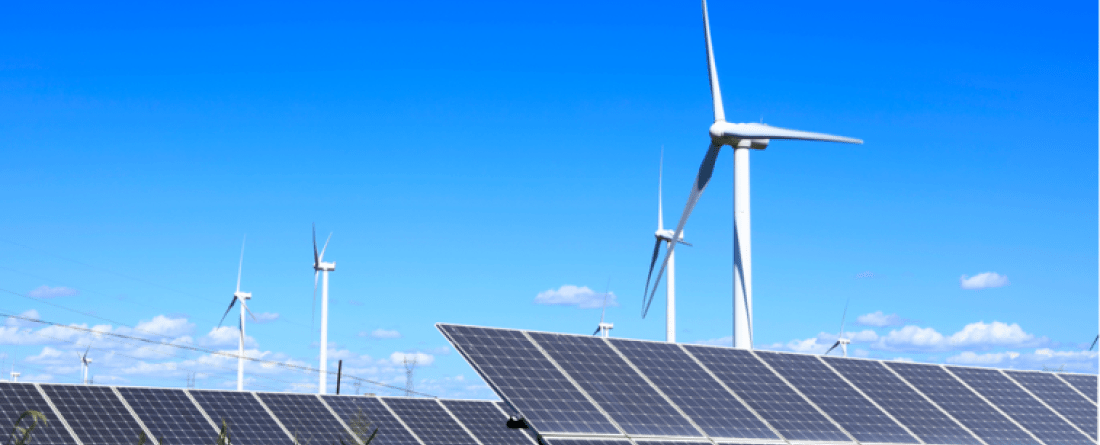 Picture of windmills and solar panels