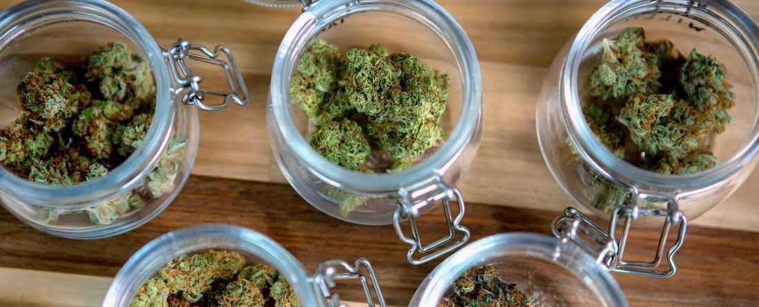 Marijuana in glass jars