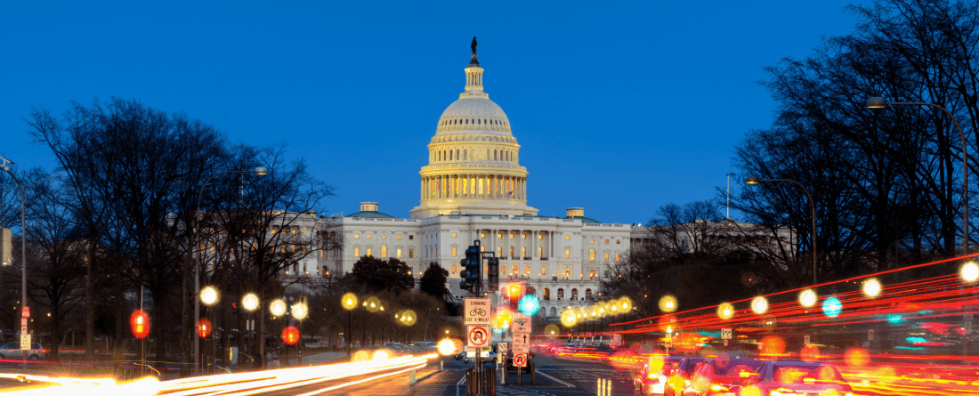 image of Washington DC at night