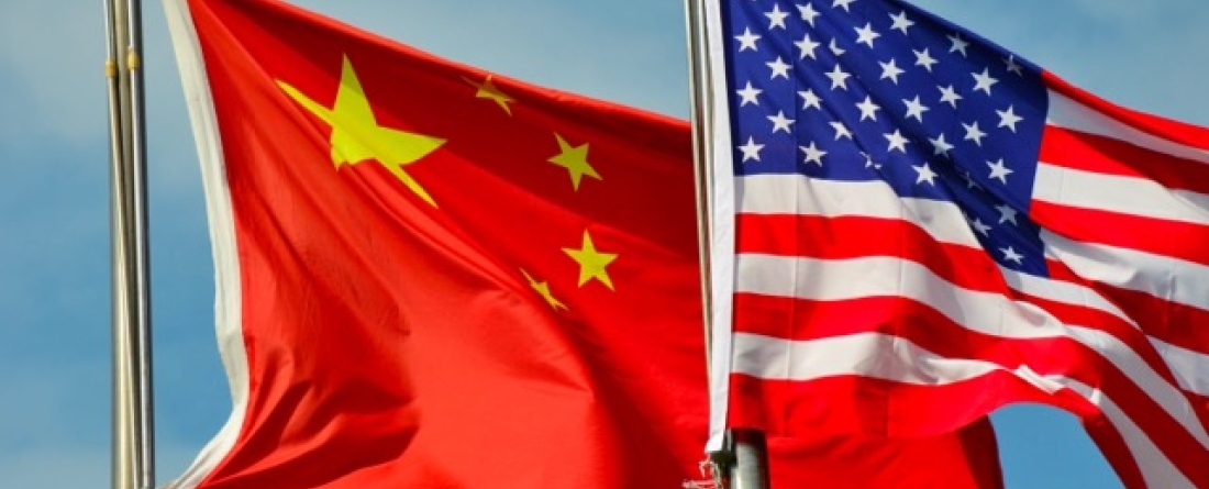 picture of Chinese and American flags