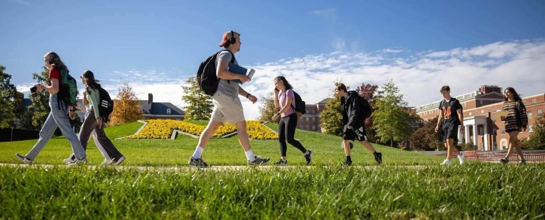 students walking on the UMD campus