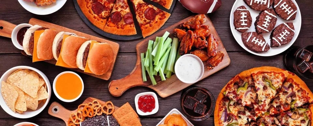 image of food at a football party