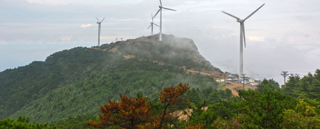 picture of windmills on a mountain