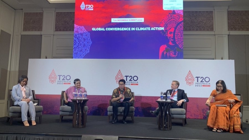 CGS Director Nate Hultman on a panel at the T20 Indonesia Summit 2022.