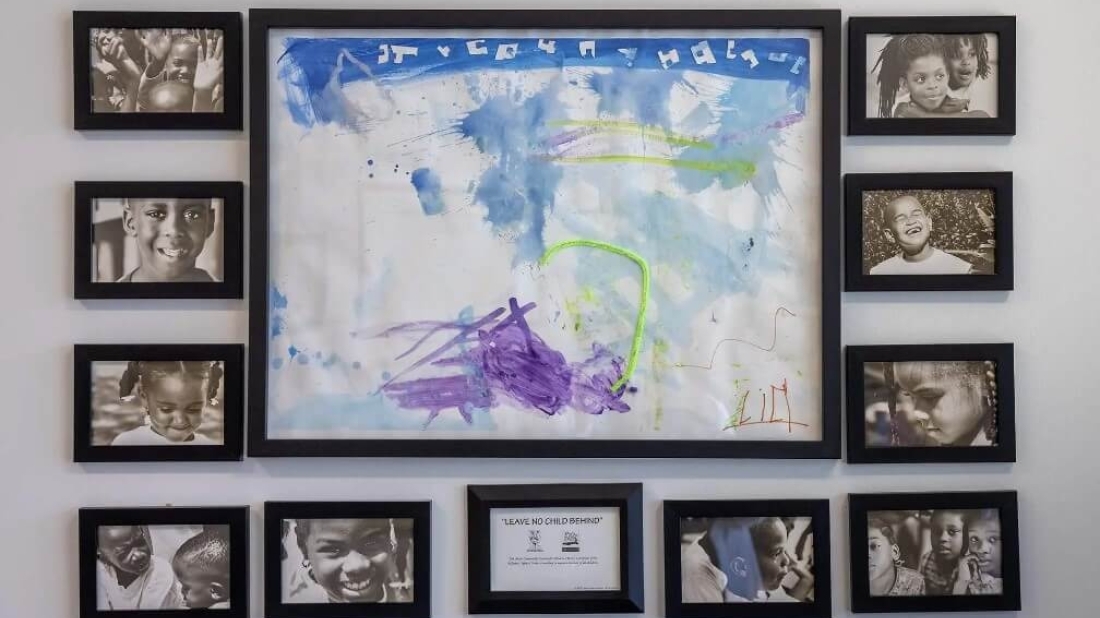picture hanging in Brandi Slaughter's office drawn by a neighbor